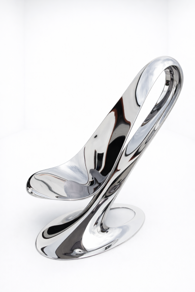 Carbon-Designerstuhl mit Chromoptik - Metallisierung - hochwertiger Schwingstuhl in echter Metalloberfläche