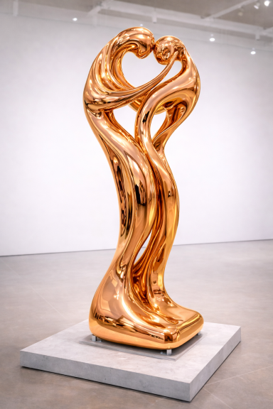 Bronze Skulptur 2,50m hoch in echter 24 Karat Vergoldung metallisiert mit LEORON Technik